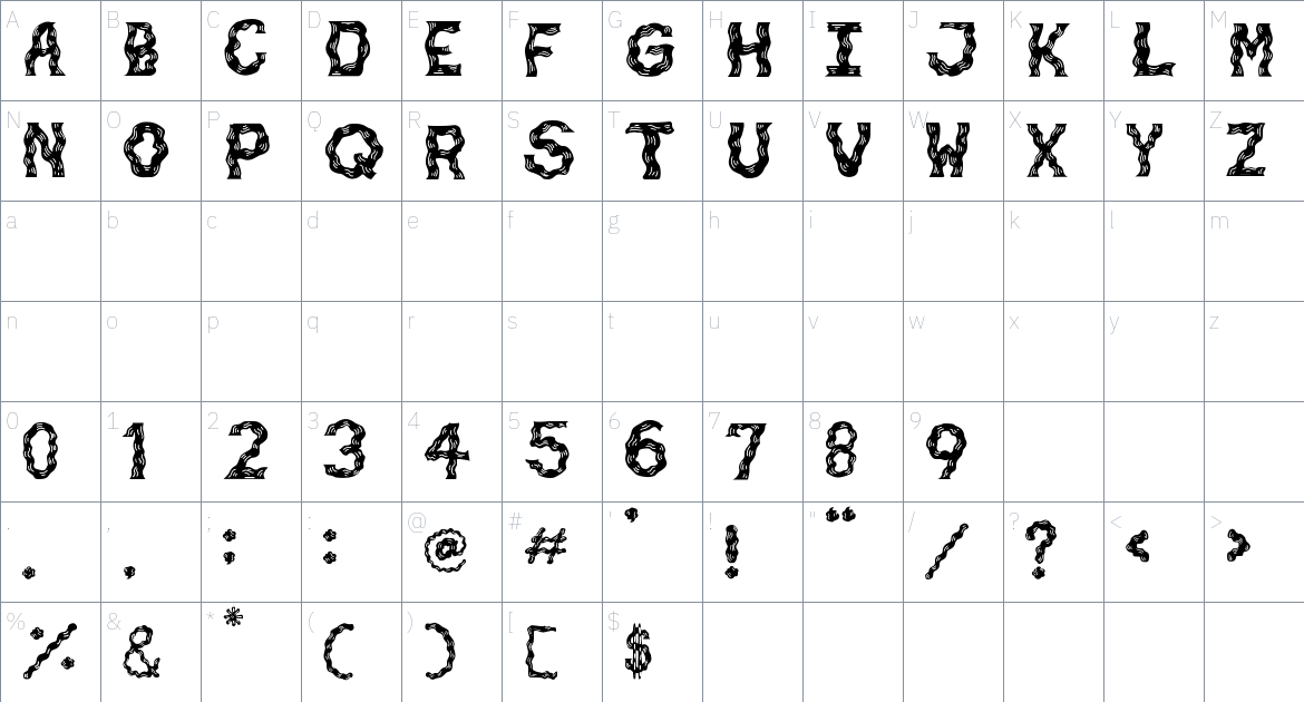 Indayon Font font Character Map