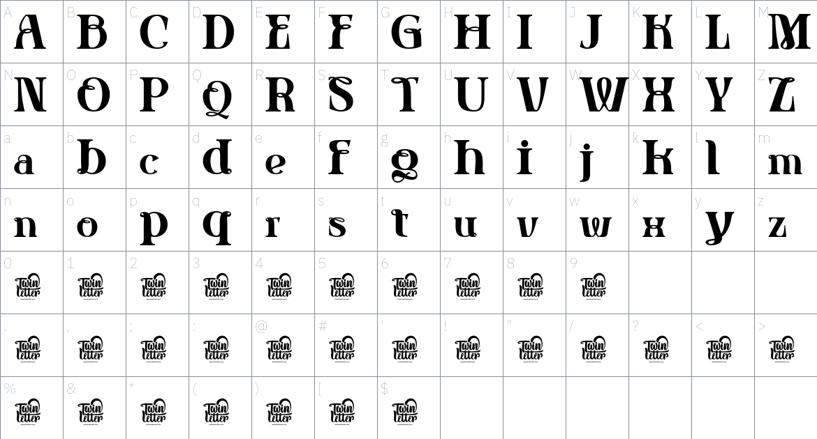 Kaonug font Character Map