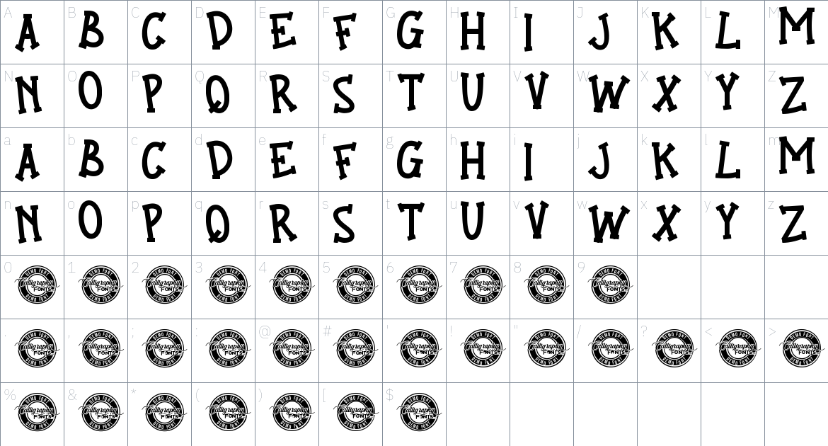 Savage Fox font Character Map