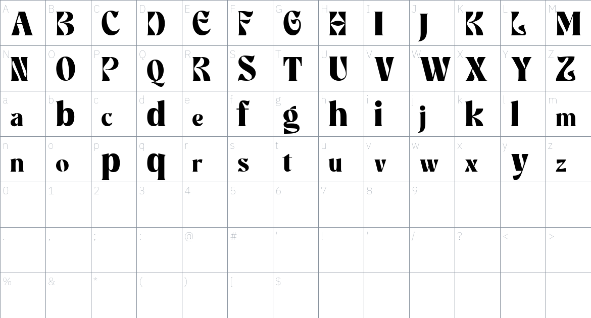 Klore Font font Character Map