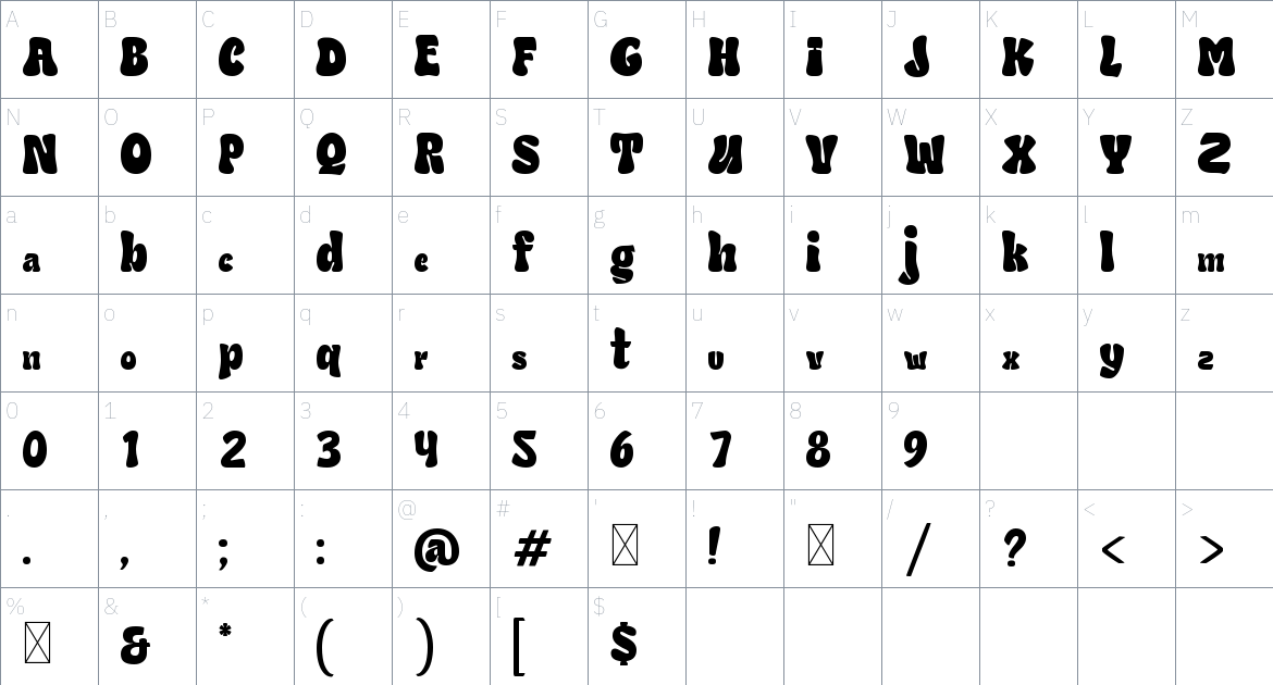 Shrooms Garden font Character Map