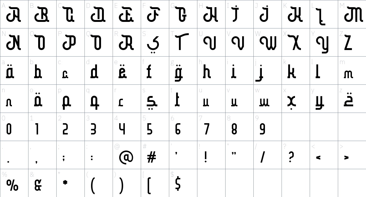 Azkia font Character Map