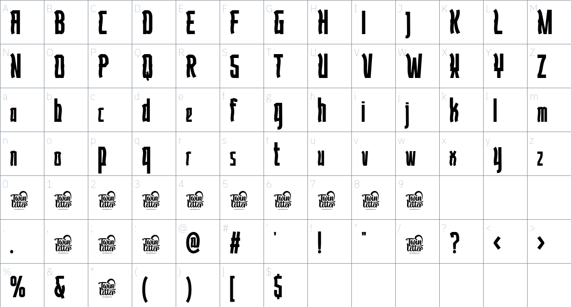 Fagumeh font Character Map