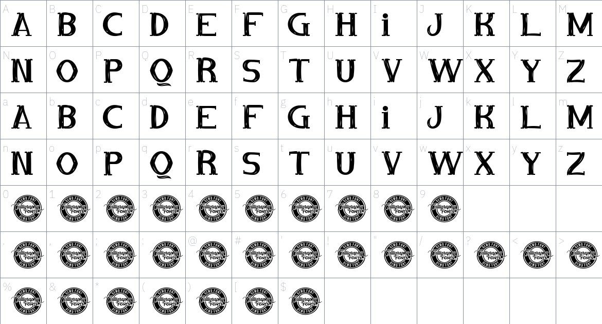 Zombie School font Character Map