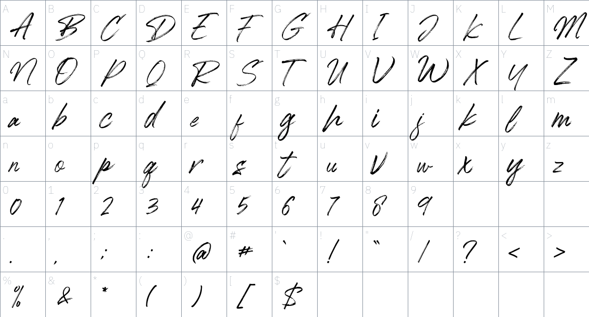 Black Dragon font Character Map