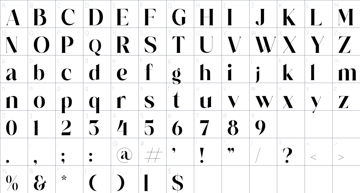 Salgesis font Character Map