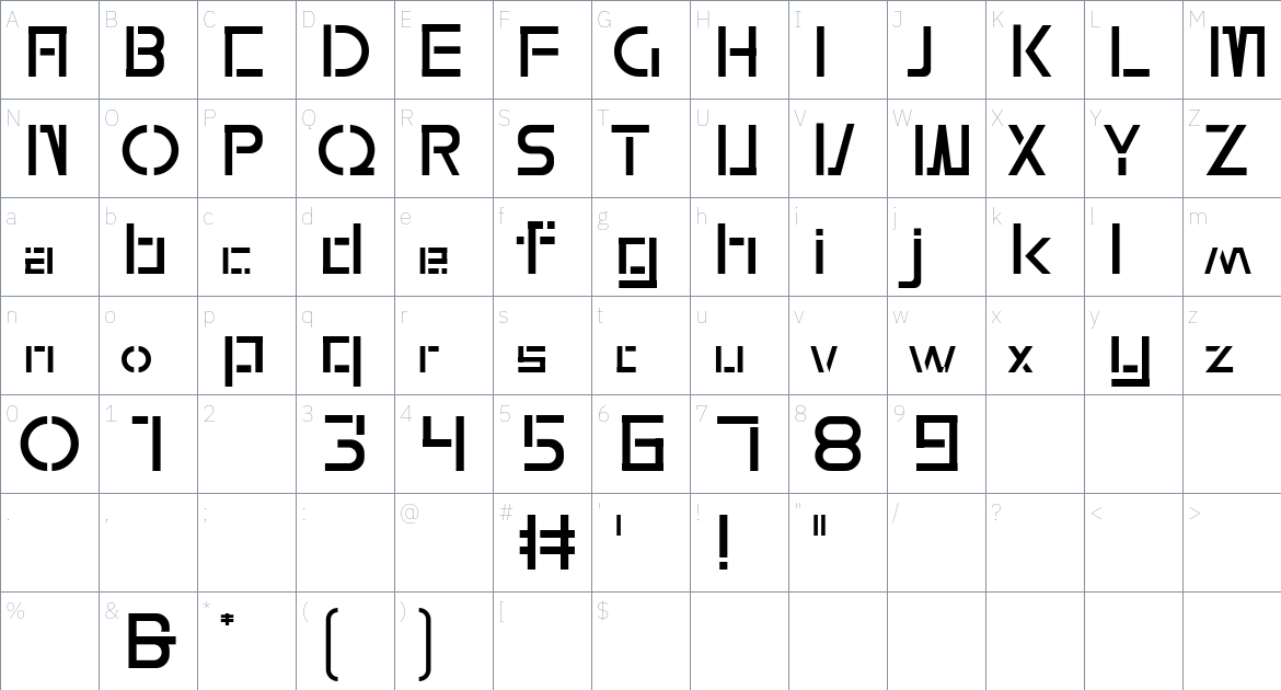 wmxyo font Character Map