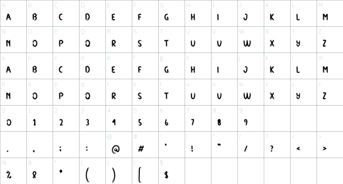 Haunted Villa font Character Map