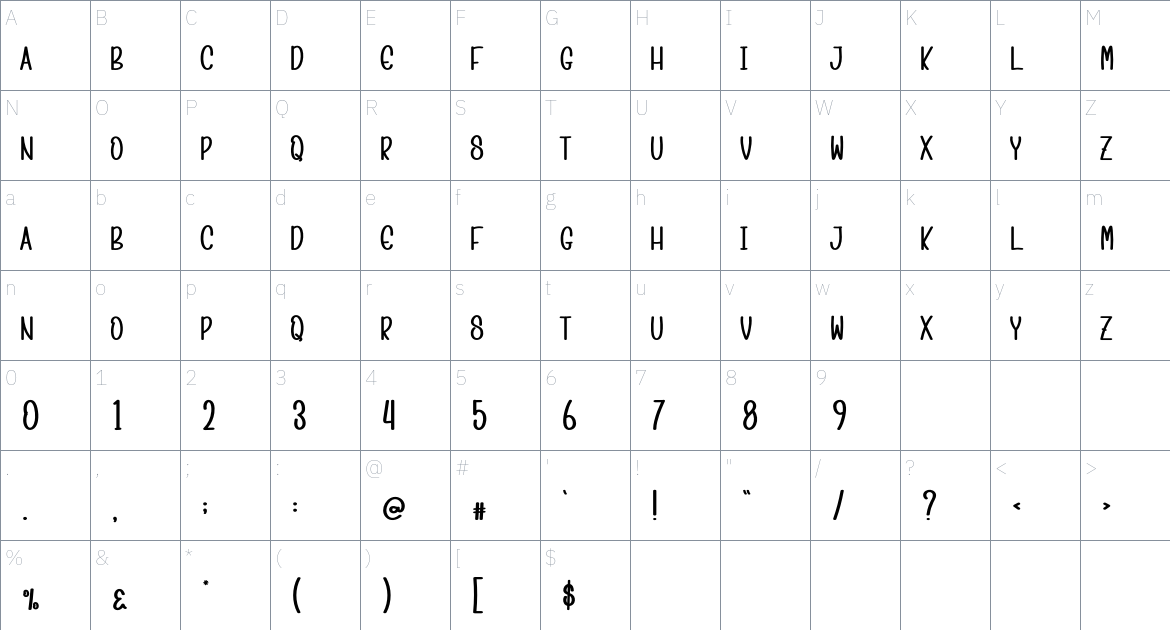 Christmas Farmhouse font Character Map