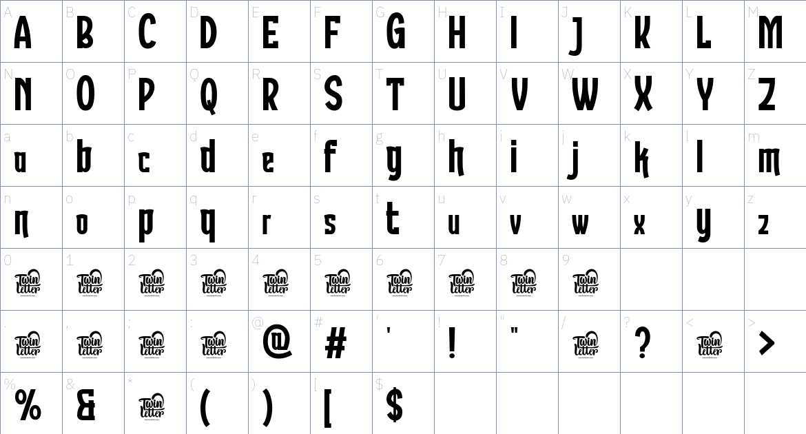 Bandiko font Character Map