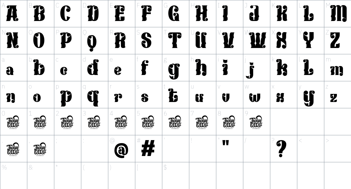 Kexinu font Character Map