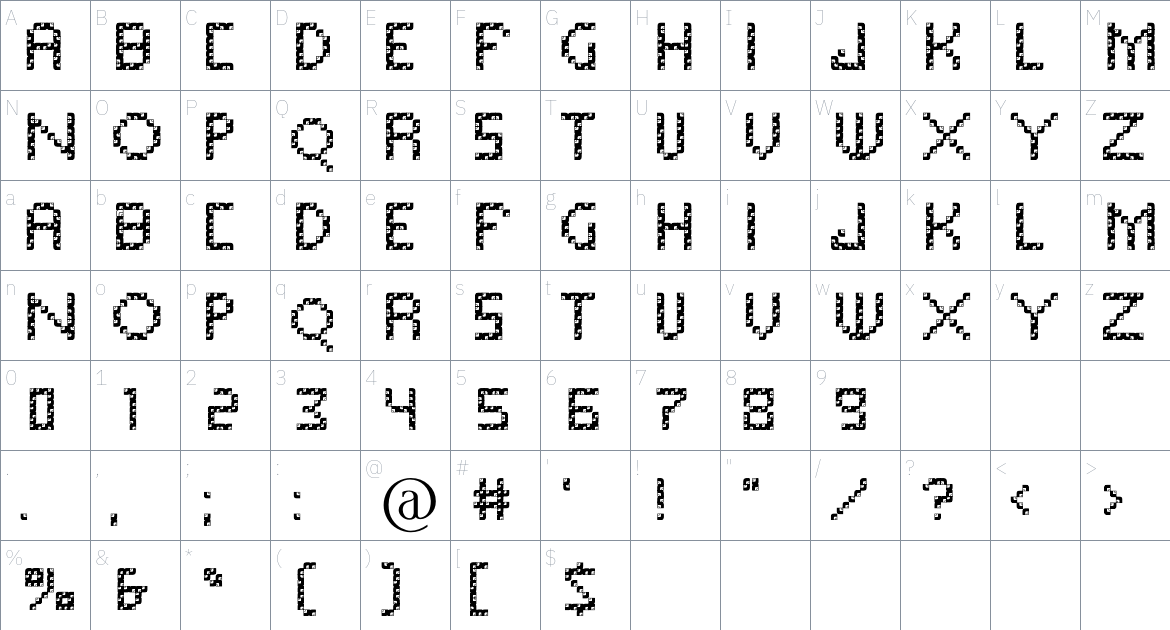 Dofded X font Character Map