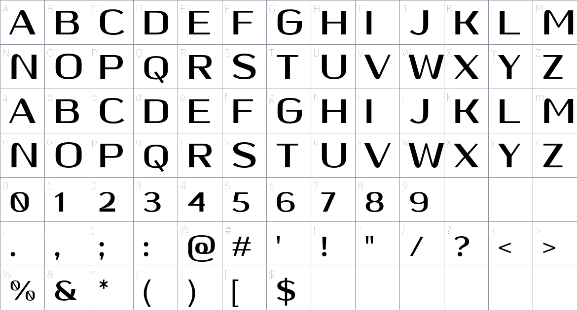 Nomdale Font font Character Map