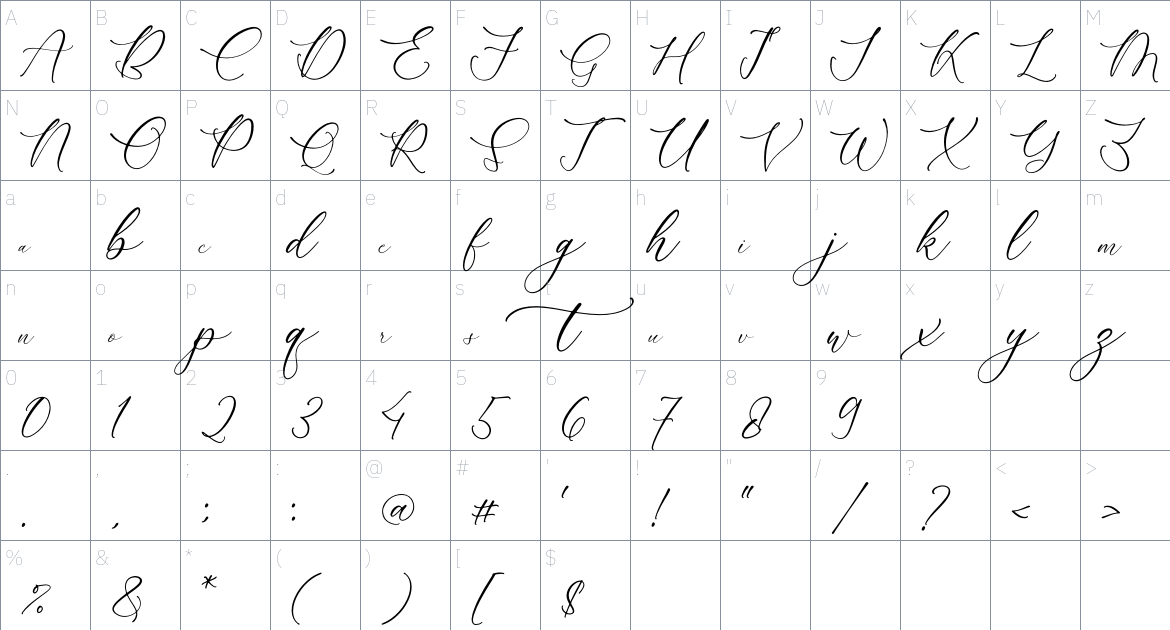 Rumaysa Chambert font Character Map