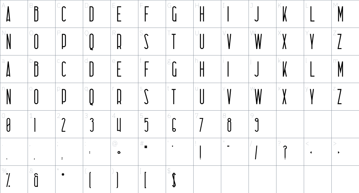 Lou font Character Map