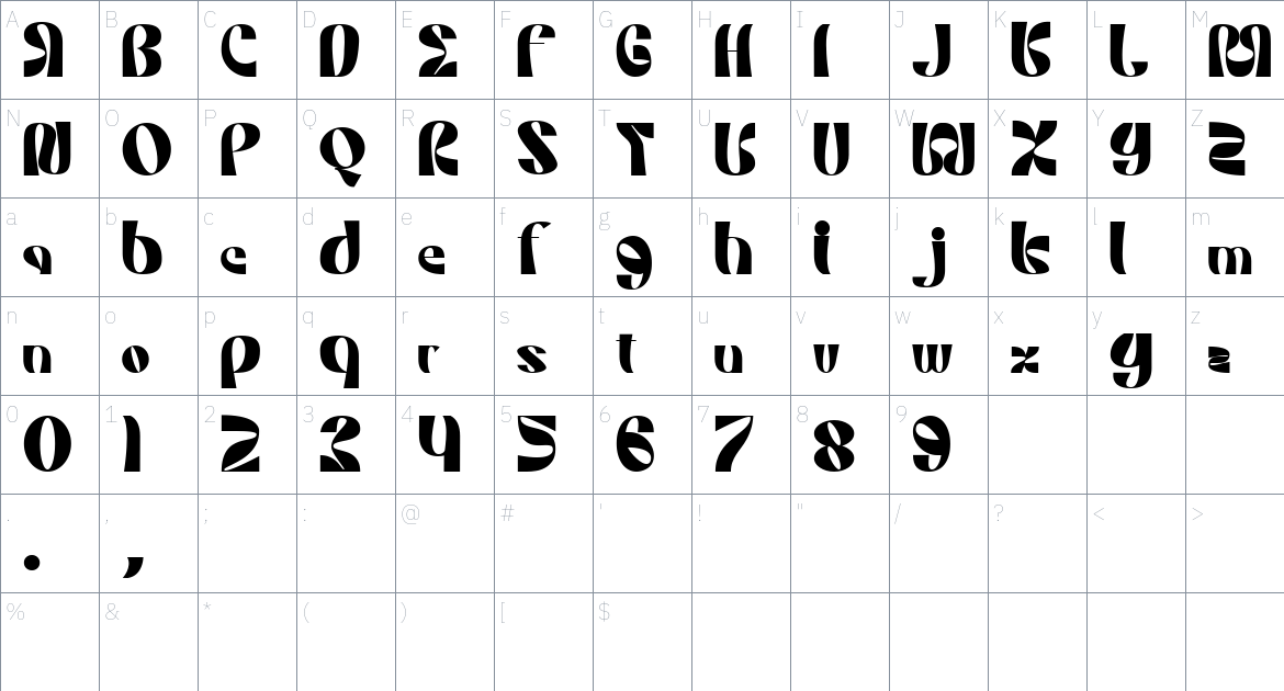 Meriage font Character Map