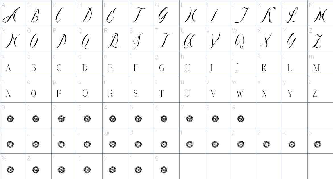 Greyhens font Character Map