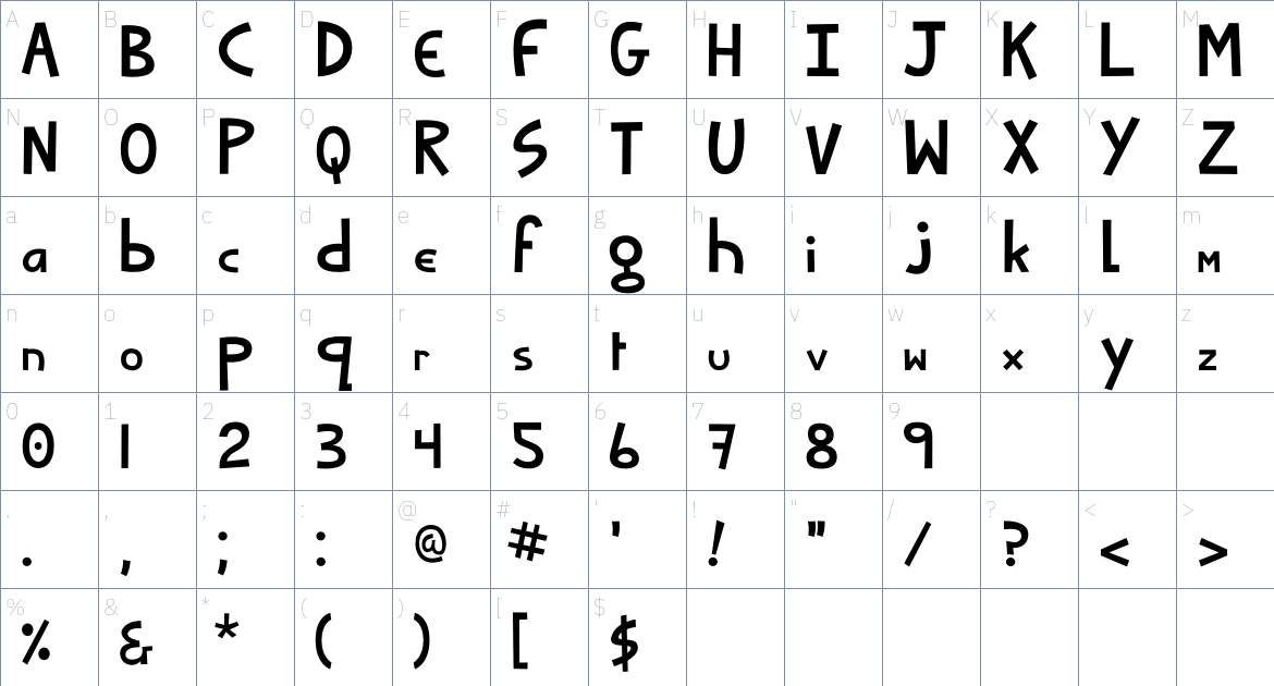 Xugglybug Font font Character Map