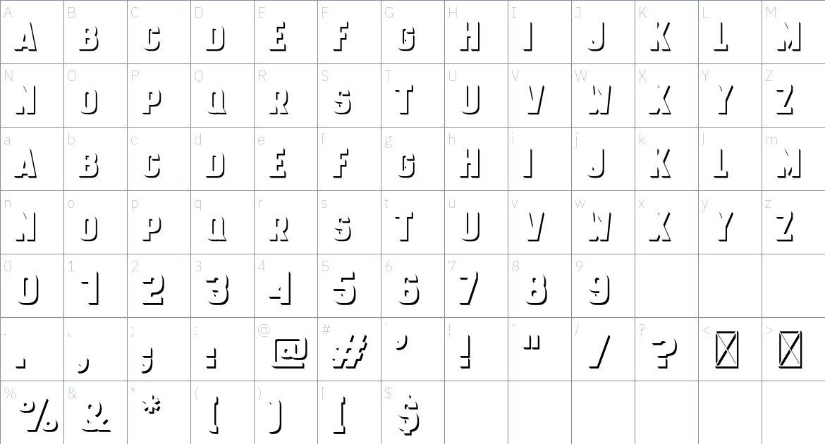 Hyper Super Regular font Character Map