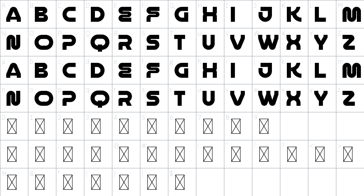 Electric Formula font Character Map