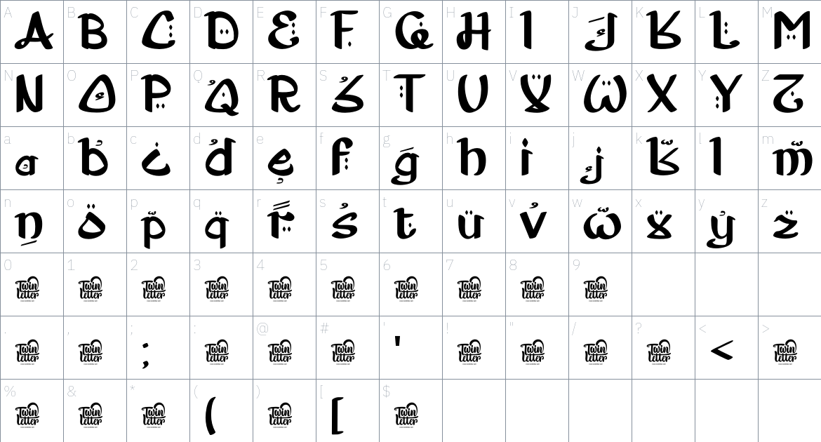 Jiwez font Character Map