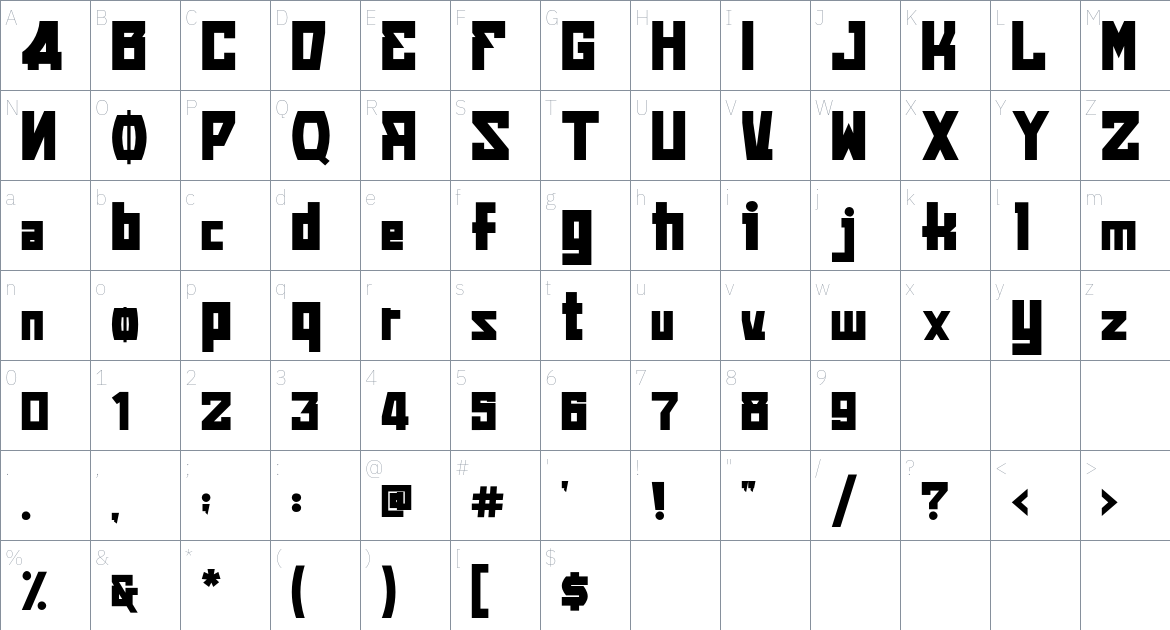 Anuschka font Character Map