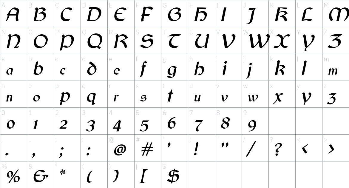 Balgruf Font font Character Map