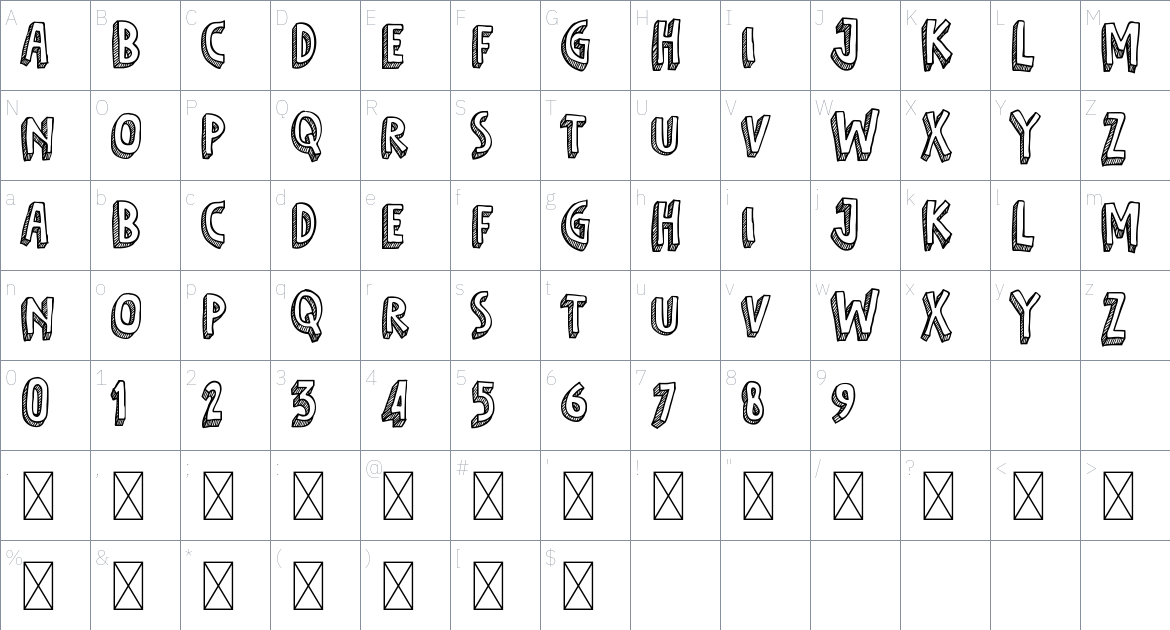 Fifth Grader Font font Character Map