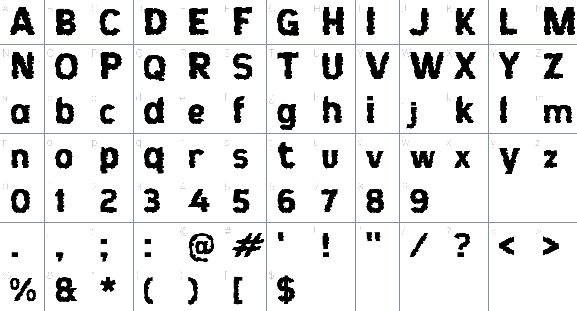 j Jorgenos font Character Map