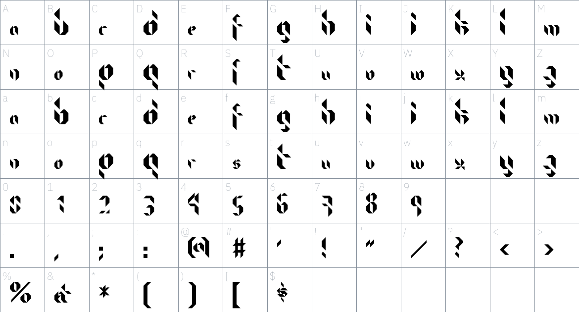 Ytterbium Font font Character Map