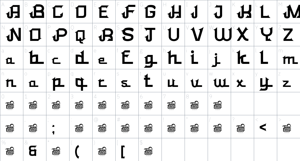 Qobliyah font Character Map