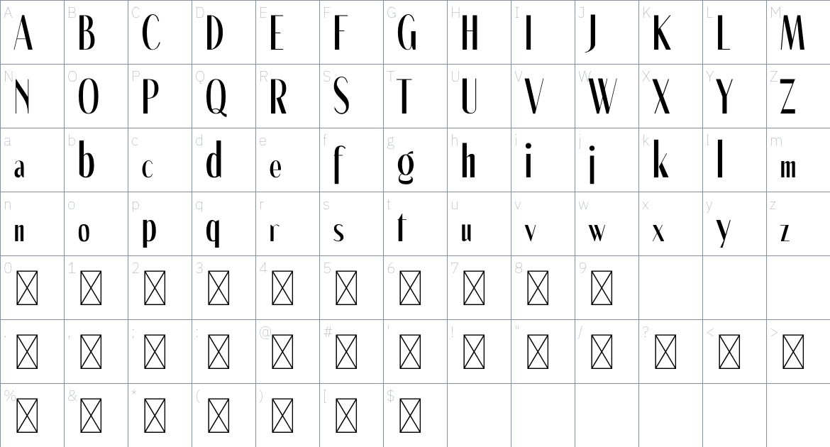 Magani font Character Map