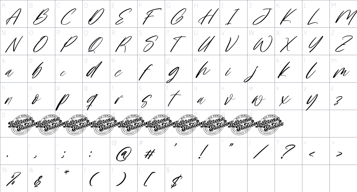 Moostnaly font Character Map