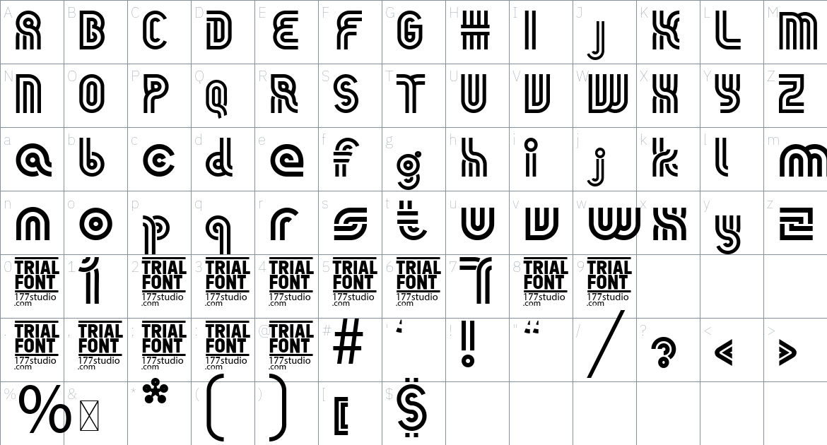 Theaters font Character Map