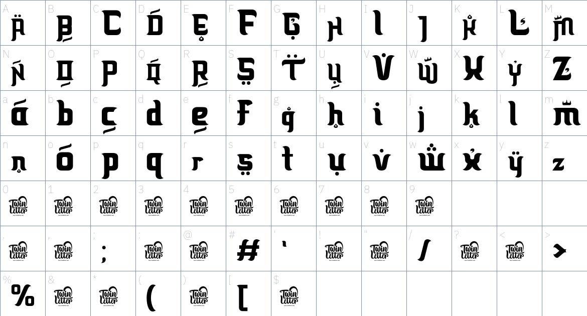 Makwus font Character Map