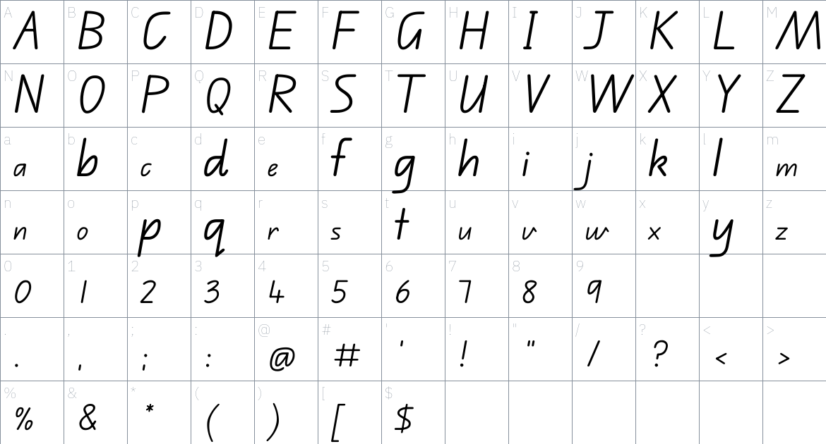 Edu QLD Beginner font Character Map