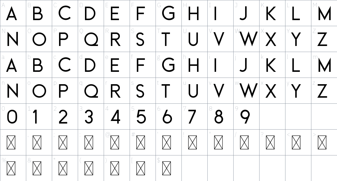 Beckman Font font Character Map