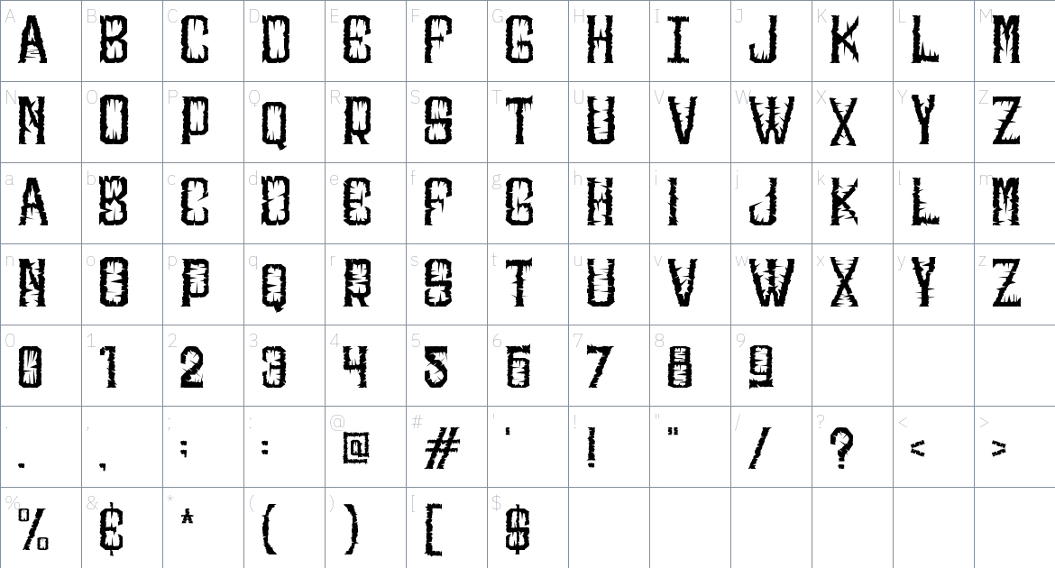 No Help font Character Map