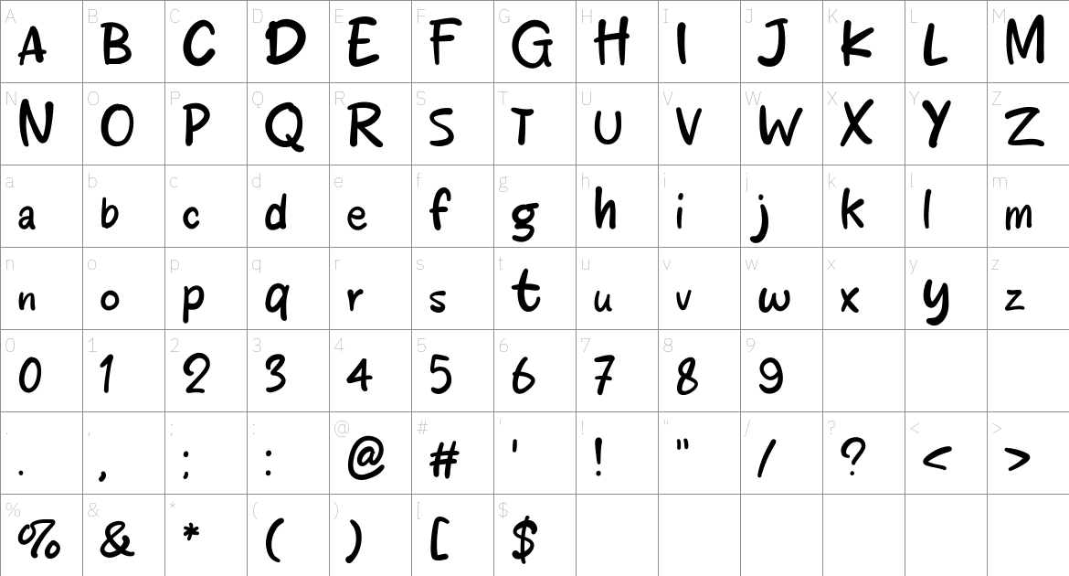 Jessycat Font font Character Map