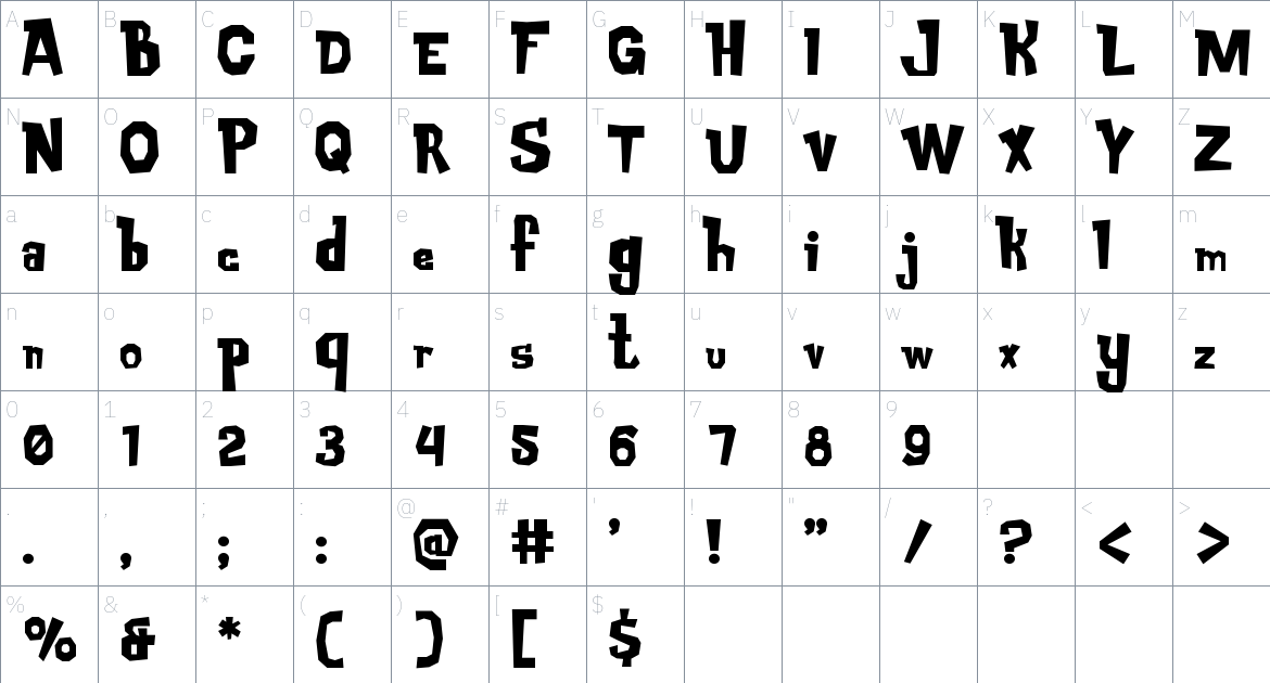 Log Wizard font Character Map