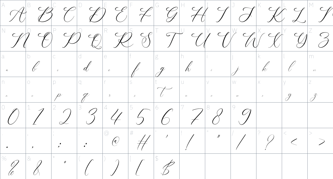 NCL Belonit Wendystaq font Character Map