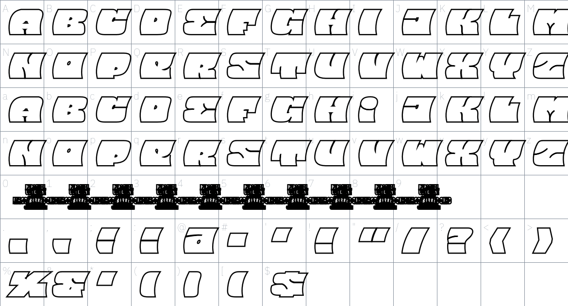 Barred Outline PERSONAL USE font Character Map