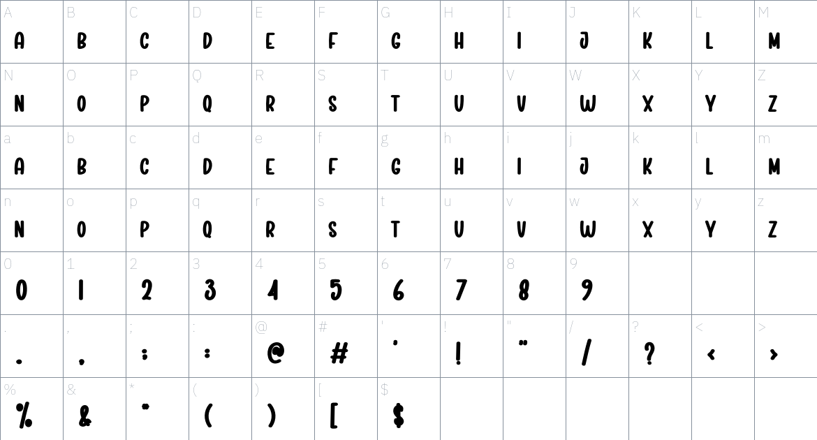 Home Alone font Character Map