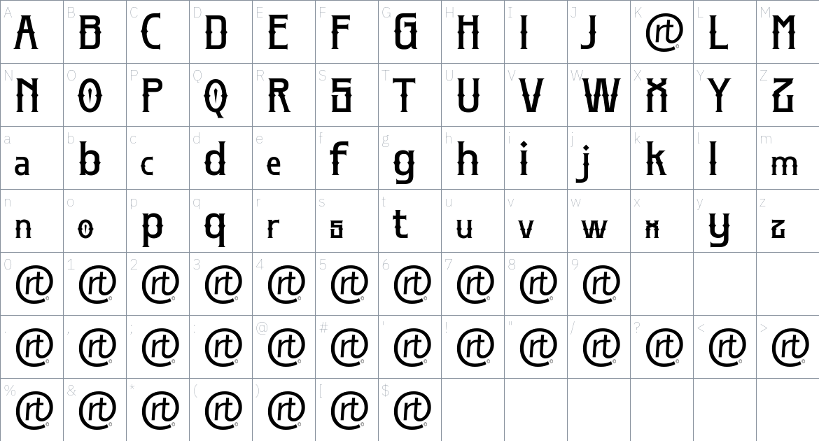 Rulinover font Character Map