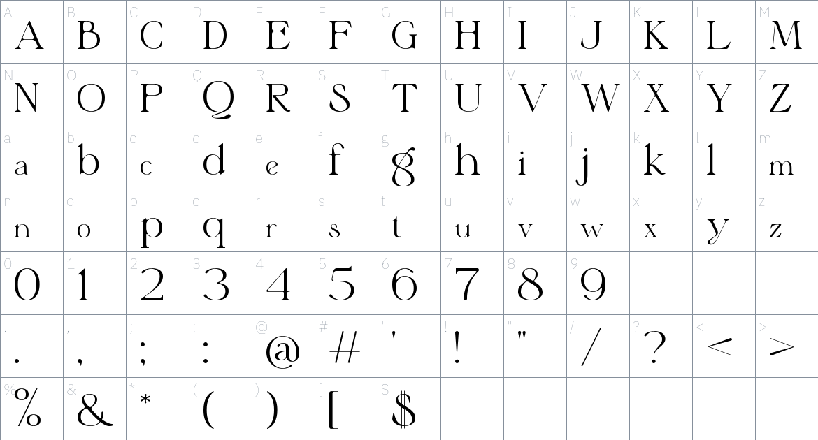 Elyaris Font font Character Map