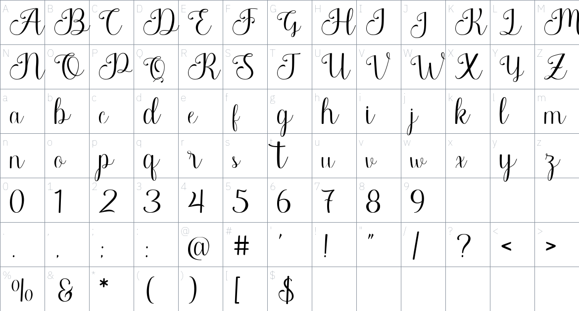 Celtia Font font Character Map