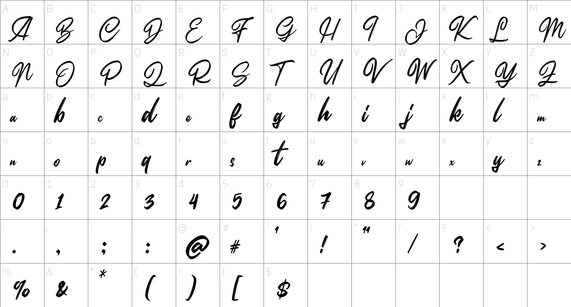 Marelan Font font Character Map