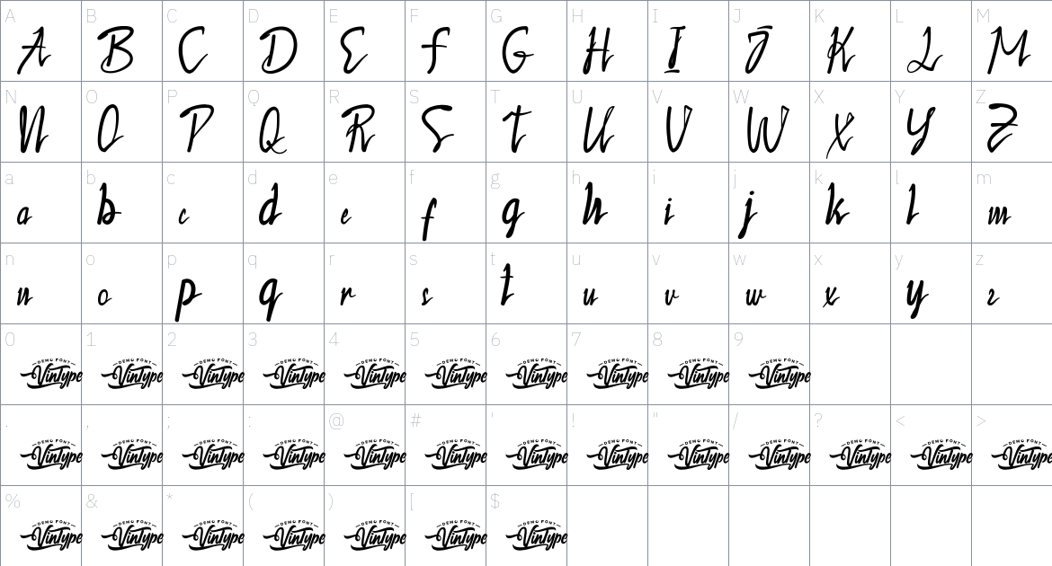 Mc Diamond font Character Map