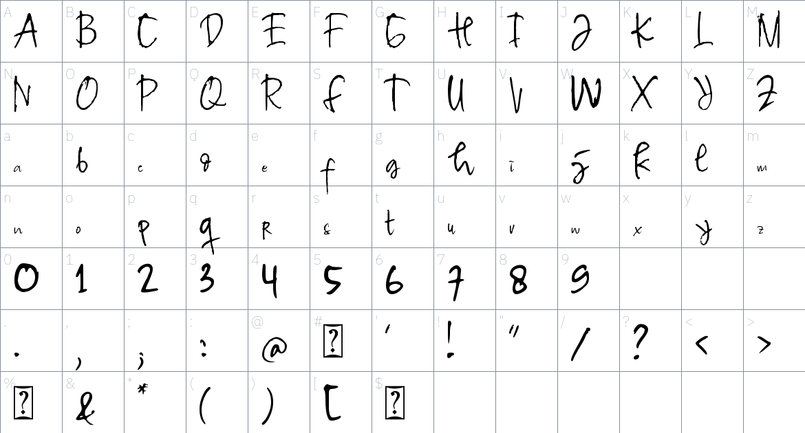 Tracers Font font Character Map