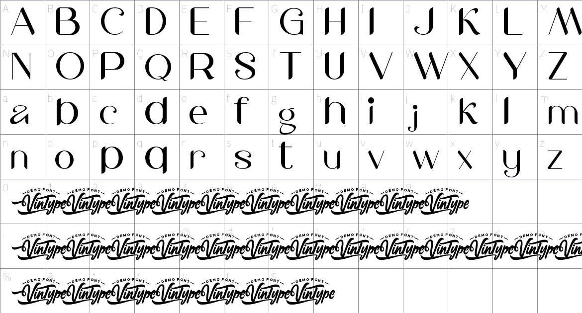 Moana Rainy font Character Map